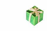 Green mini gift box with gold ribbon