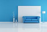 white and blue living room