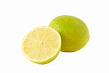 Closeup of lemons on white