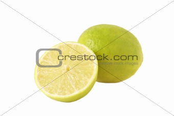 Closeup of lemons on white