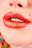 Macro shot of beautiful full lips