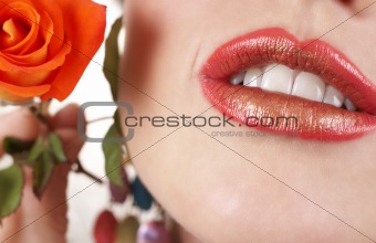 Macro shot of beautiful full lips