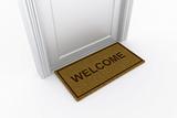 Door with welcome doormat