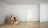 Empty room with cardboard boxes