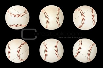 Base balls isolated on black background