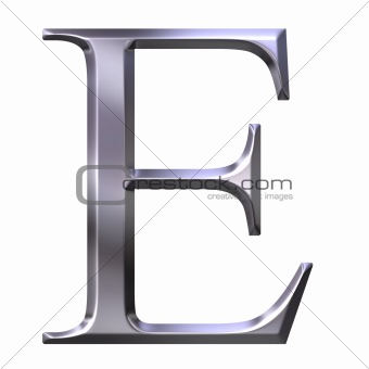 3D Silver Greek Letter Epsilon
