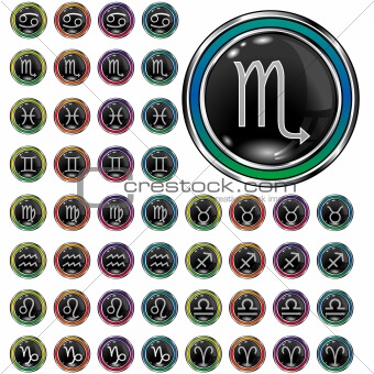 Psychedelic zodiac icons