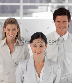 High Angle Potrait shot of Three person Business team