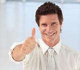 Businessman with Thumb up to camera