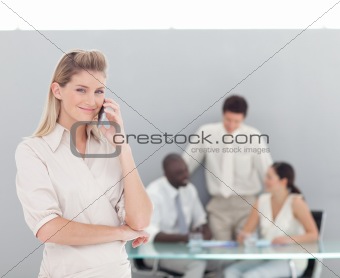 Buiness woman taking on the phone
