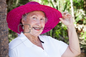 Beautiful Senior Lady Tips Hat