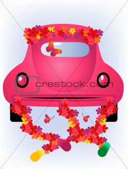 Just married. Vector car
