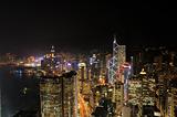 Hong Kong skyscrapers at night
