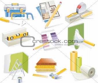 Vector home renovation and redesign icon set