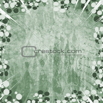 Grunge shabby distressed background in greens with bubble frame