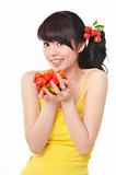 the girl and fruit