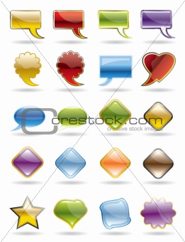 Collection of brightly colored, glossy web elements.