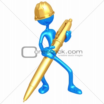 Construction Worker Holding Pen