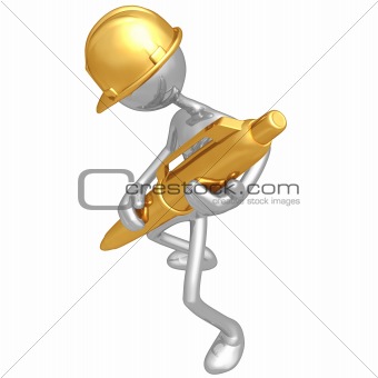 Construction Worker Holding Pen