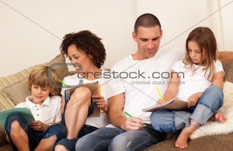 Family sitting in Living room