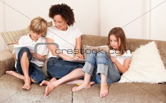 Family sitting in Living room