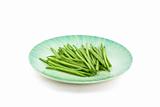 Green Beans on Turquoise Ceramic Plate