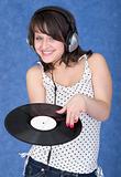 Girl with vinyl record