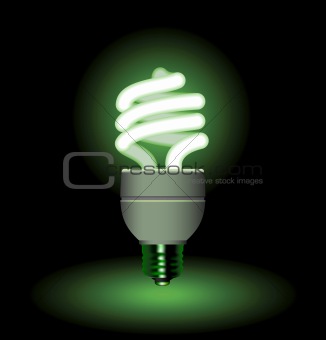 Energy saving fluorescent light bulb - editable vector