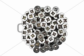 Close-up of a bunch of sheet rock screws