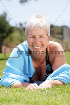 happy mature woman outdoors