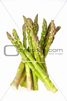 detail of fresh green asparagus isolated on white background