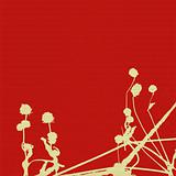 seed heads and stems on red ribbed paper