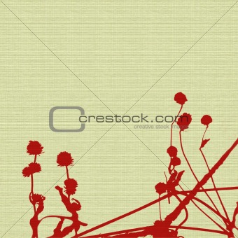 seed heads and stems on cream woven canvas