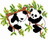 Pandas on Tree Pixel Art
