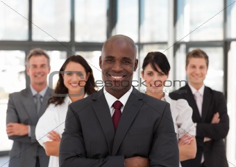 Young African American Man Business leading a team
