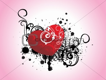 grunge with red artistic pattern heart