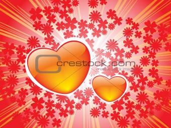 floral background with heart shape