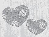 decorated grey heart shape with texture background