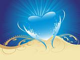 artistic design with blue heart

