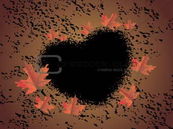 canadian leaves with black grunge heart