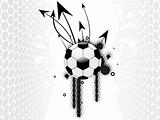 grey dots background with arrows, soccer
