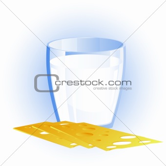 Glass  of milk and cheese