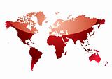 world map reflect red