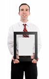 Man Holding Picture Frame