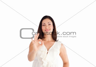 Woman showing Okay sign