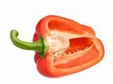 Half a red pepper isolated over white