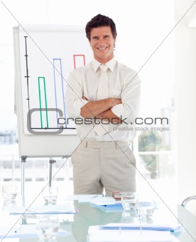Senior Business man completing presentation