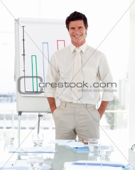 Man standing before his team at a presentation