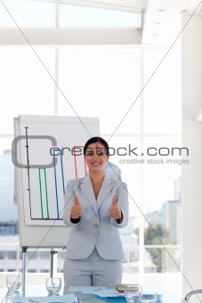 Business leader with Thumbs up 