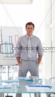 Man standing before his team at a presentation